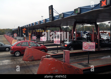 Französische Autobahn Route zwischen Calais und Paris Mautstationen Stockfoto