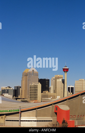 Aussicht auf die Innenstadt von Saddledome, Calgary, Alberta, Kanada. Stockfoto
