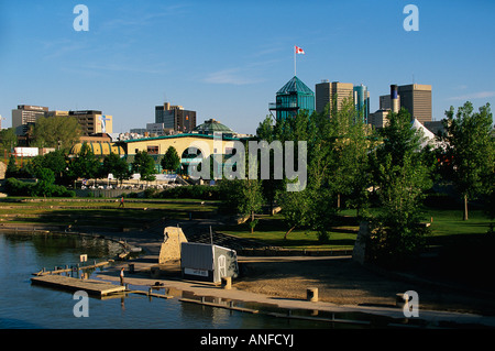 Die Gabeln National Historic Site und den Red River, Winnipeg, Manitoba, Kanada. Stockfoto