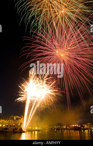 Feuerwerk, Canada Day, Victoria Harbour, Vancouver Island, British Columbia, Kanada. Stockfoto