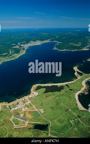 Luftbild der Festung von Louisbourg National Historic Site, Nova Scotia, Kanada. Stockfoto