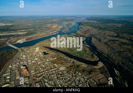 Luftbild von Fort McMurry, Alberta, Kanada. Stockfoto