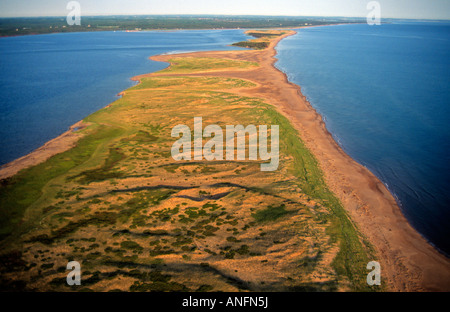 Luftaufnahmen von Sanddünen, Greenwich, Prince Edward Island National Park, Prince Edward Island, Kanada. Stockfoto