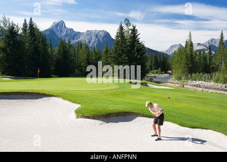 Golfen in Kananaskis Country, Alberta, Kanada. Stockfoto