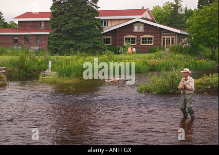 Angeln am Dhoon Lodge, Stephenville, Westküste von Neufundland, Kanada. Stockfoto