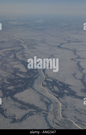 Luftbild von der Fhe eingefroren Taiga außerhalb Churchill Manitoba Kanada Western Hudson Bay Stockfoto