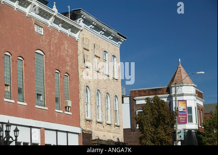Prairie du Chien, WISCONSIN, USA und Mississippi River Valley: Innenstadt von Gebäuden Stockfoto
