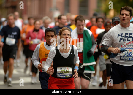 ING NYC Marathon in der Nähe von Mount Morris Park in Harlem Stockfoto