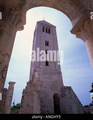 Campanile der Kirche des Heiligen Johannes oder Sveti Ivan, Rab Stadt, Insel Rab, Kvarner Region, Kroatien Stockfoto