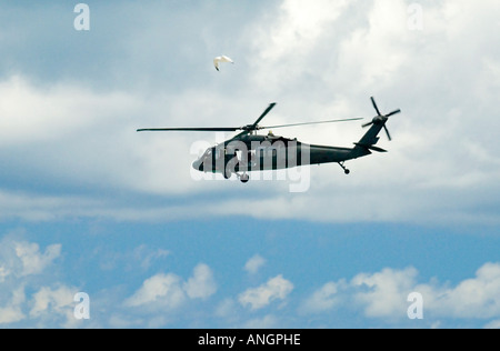Blackhawk Hubschrauber & Möwe Stockfoto