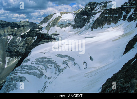 Blick auf den Stanley-Gletscher von oben am Mt Stanley Kootney Nationalpark, Alberta, Kanada. Stockfoto