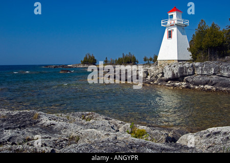 Leuchtturm auf Manitoulin Island; weltweit größte Süßwasser-Insel, South Baymouth, Ontario, Kanada. Stockfoto