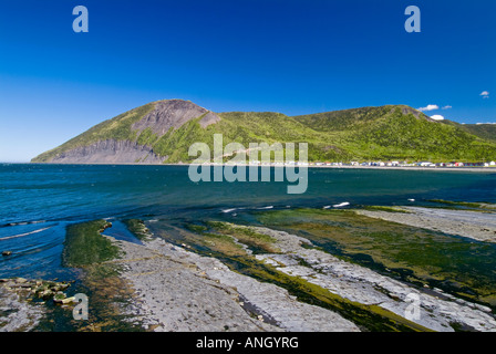 Atlantik-Küste, in der Nähe von Mont St. Pierre, Quebec, Kanada. Stockfoto