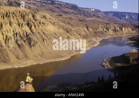 Wanderer über dem Fraser River, British Columbia, Kanada. Stockfoto