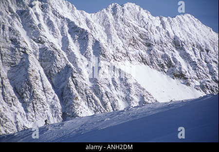 Skifahren bis auf Outlook Berg, Kokanee Gletscher Provincial Park in der Nähe von Nelson, British Columbia, Kanada. Stockfoto