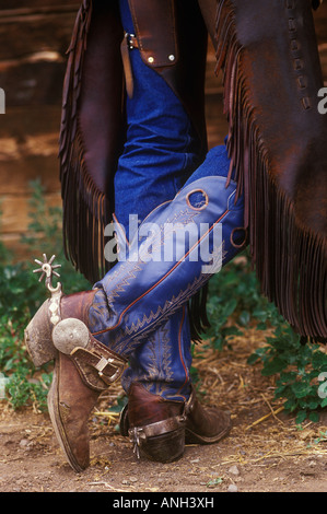 Cowboy Stiefel mit Sporen, Britisch-Kolumbien, Kanada. Stockfoto