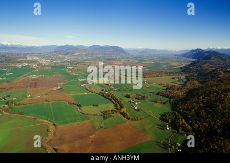 Luftbild der Sumas Prärie, Fraser Valley, British Columbia, Kanada. Stockfoto