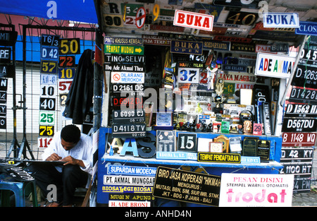 Stampel Graveure Stall, Bandung, Indonesien Stockfoto