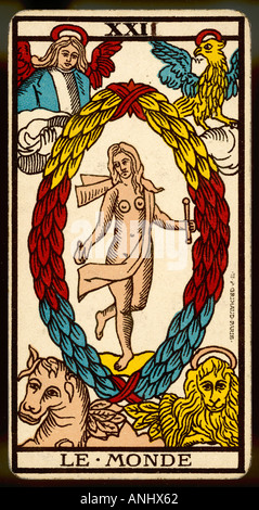 Tarot-Karte der Welt Stockfoto