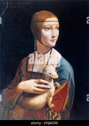 Porträt der Cecilia Gallerani (Dame mit dem Hermelin) von Leonardo da Vinci Stockfoto