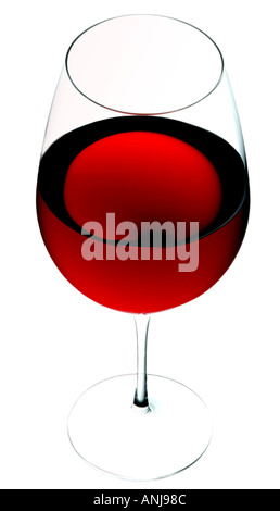 GLAS ROTWEIN AUF WEIß Stockfoto