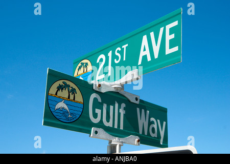 Straßenschild, St Pete Beach, Golfküste, Florida, USA Stockfoto