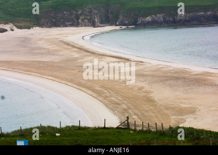 Tombolo Strände verbindet St. Ninians Isle mit Festland-Shetland-Inseln Stockfoto