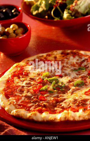 würzige Fleisch pizza Stockfoto