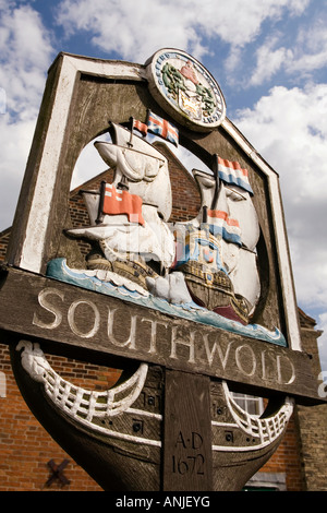 UK Suffolk Southwold High Street Ortstafel Stockfoto