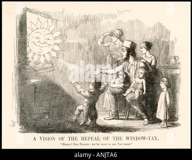 Fenster steuern Aufhebung 1850 Stockfoto