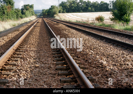 Bahn-Linie im Norden Frankreichs in der Nähe von Falaise in der Normandie Stockfoto