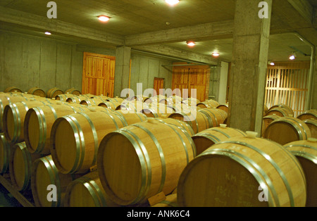 Das Weingut Oremus in Tolcsva, Tokaj: Holz Altern Keller mit neuen Barriques für die nicht Süßweine. Stockfoto