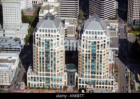 Antenne über Oakland Bundesbauten, Innenstadt von Oakland Kalifornien Stockfoto