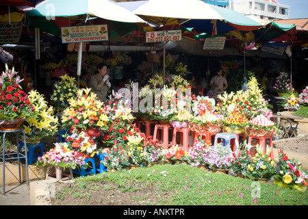 Floer Stände Psar Thmei Markt Phnom Penh Kambodscha Stockfoto