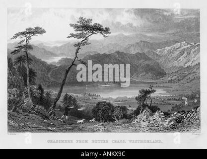 Grasmere Allom 1832 Stockfoto