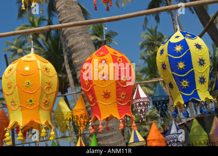 Bunte Laternen Anjuna Flohmarkt Goa Indien Stockfoto