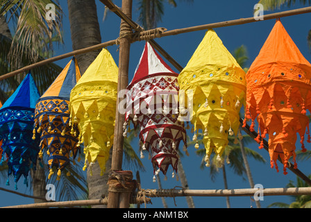 Bunte Laternen Anjuna Flohmarkt Goa Indien Stockfoto