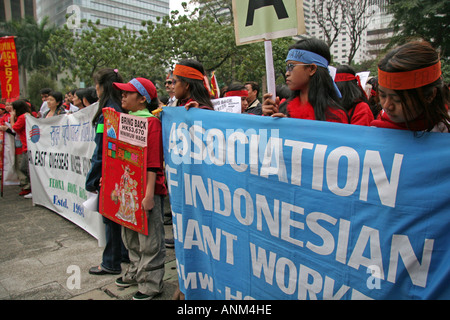 Eingewanderte Arbeitnehmer zahlen Demonstration Hong Kong Stockfoto