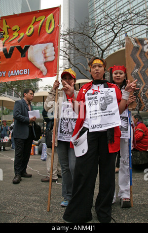 Eingewanderte Arbeitnehmer zahlen Demonstration Hong Kong Stockfoto