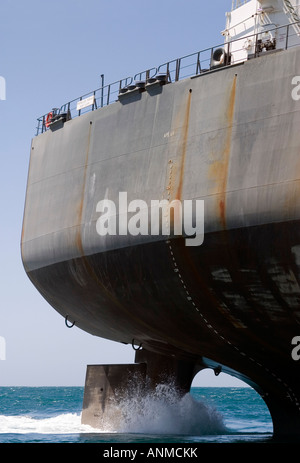 Blick auf das Heck des Schiffes mit Ruder und Propeller drehen South Australia Stockfoto