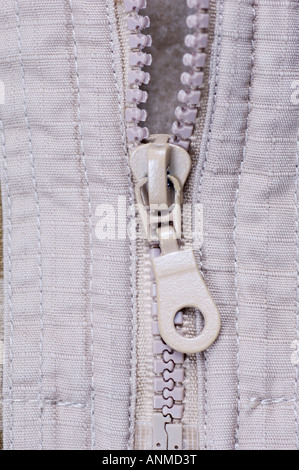 Nahaufnahme von Jacke Reißverschluss Stockfoto