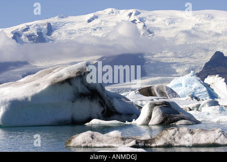 Jökulsárlón Gletscher Lagune Breidamerkurjokull Gletscher Vatnajökull Island Stockfoto