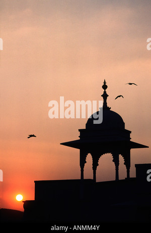 Indien Rajasthan Udaipur Sonnenuntergang über Pichola-See vom Palace Hotel Stockfoto