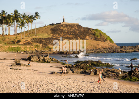 Morro do Christo, Praia Farol da Barra Beach, Salvador Bahia, Brasilien Stockfoto