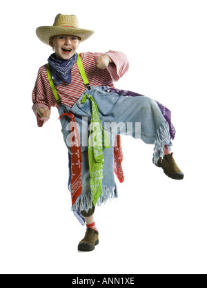 Bildnis eines Knaben, ein Rodeo Clown Kostüm Stockfoto