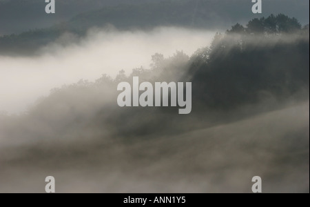 Landschaft malerische frühmorgens Tal mit Nebel Stockfoto