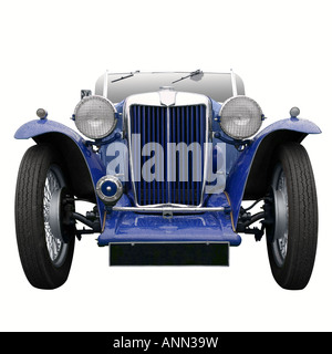 Ein Vintage blau-Sportwagen isoliert auf weiss Stockfoto