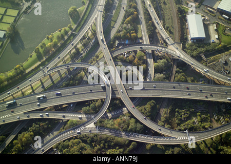 Luftaufnahme von Spaghetti Junction in der Nähe von Birmingham auch bekannt als die kiesigen Hill Interchange die M6 der A38(M) trifft Stockfoto