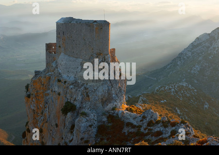 Frankreich-Languedoc-Roussillon Chateau de Queribus Stockfoto