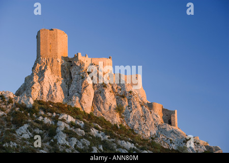 Frankreich-Languedoc-Roussillon Chateau de Queribus Stockfoto